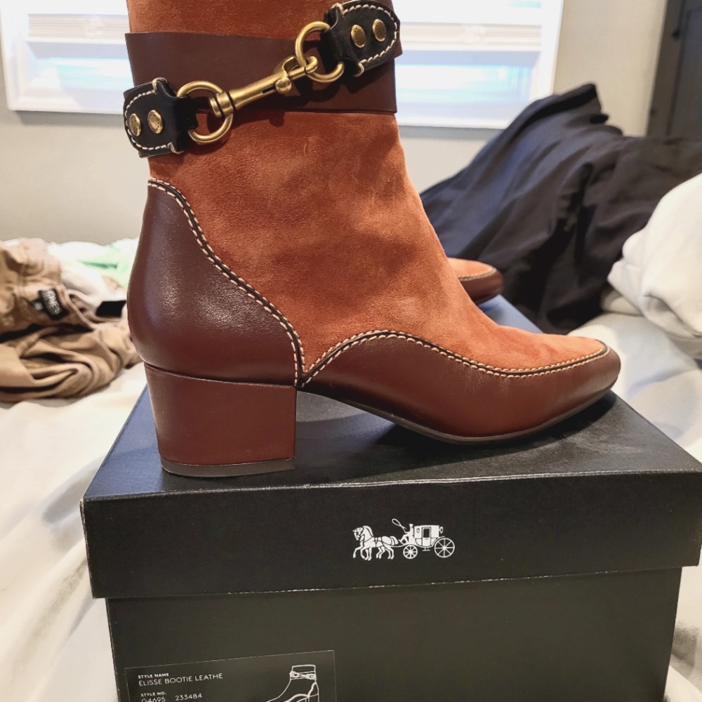 Coach Elisse leather booties 6.5
